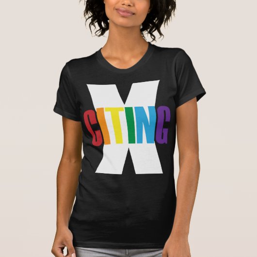 X-Citing Exciting Rainbow White Oorspronkelijke le T-shirt (Voorkant)