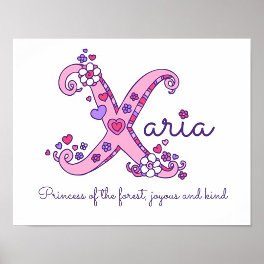 X de meisjesnaam die van Xaria van de Poster