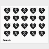 "X" Diamond Bling on Black Heart Sticker (Vel)