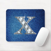 X Faux-"Diamond Bling" op Denim Mousepad Muismat (Met muis)