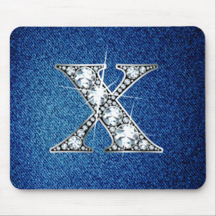 X Faux-"Diamond Bling" op Denim Mousepad Muismat