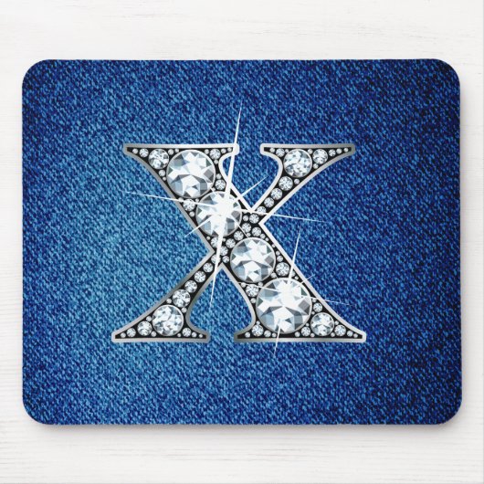 X Faux-"Diamond Bling" op Denim Mousepad Muismat (Voorkant)