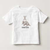 X is voor Xenarthra: Ontdek het alfabet Kinder Shirts (Voorkant)