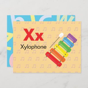 X is voor Xylophone - Alphabet Flash Kaart