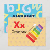 X is voor Xylophone - Alphabet Flash Kaart (Voorkant / Achterkant)