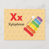 X is voor Xylophone - Alphabet Flash Kaart (Voorkant)