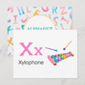 X is voor Xylophone - Alphabet Flash Kaart (Voorkant / Achterkant)
