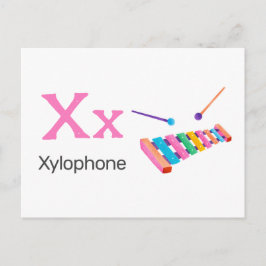 X is voor Xylophone - Alphabet Flash Kaart