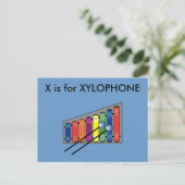 "X" is voor Xylophone Alphabet Flashcard Briefkaart (Staand voorkant)