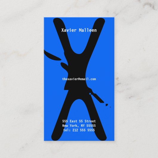 X Letter-alfabet Visitekaartje Neon Blue (Voorkant)