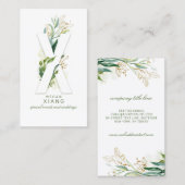X Letter Monogram Gold Greenery Leaves Elegant Visitekaartje (Voorkant / Achterkant)