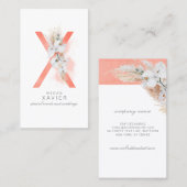 X Letter Monogram White Orchids and Pampas Grass Visitekaartje (Voorkant / Achterkant)