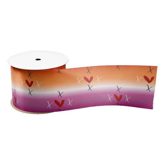 X Love X Sunset Lesbian Flag Satijnen Lint (Spoel)