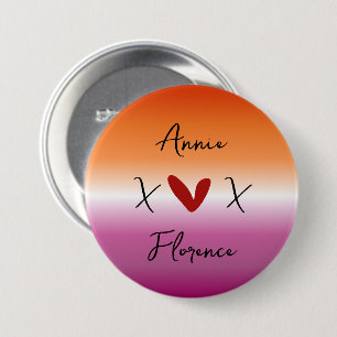 X Love X Zonsondergang Lesbische Vlag Knop Ronde Button 7,6 Cm