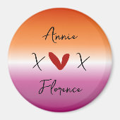 X Love X Zonsondergang Lesbische Vlag Magneet (Voorkant)