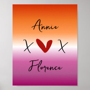 X Love X Zonsondergang Lesbische Vlag Poster