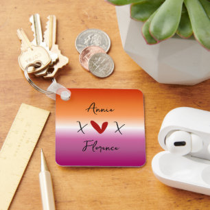 X Love X Zonsondergang Lesbische Vlag Sleutelhanger