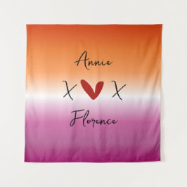X Love X Zonsondergang Lesbische Vlag Tapijt Wandkleed
