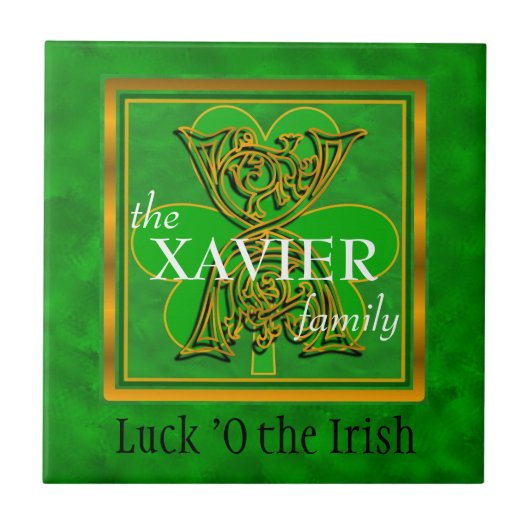 X "Luck of the Irish" Family Custom Monogram Tile Tegeltje (Voorkant)
