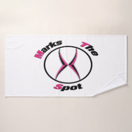 X markeert de plaats badhanddoek