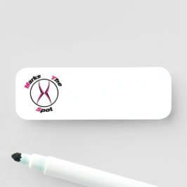 X markeert de plaats naamplaatje