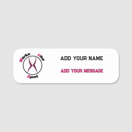 X markeert de plaats naamplaatje (Voorkant)