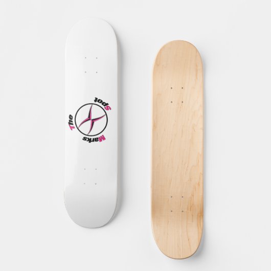 X markeert de plaats persoonlijk skateboard (Voorkant)