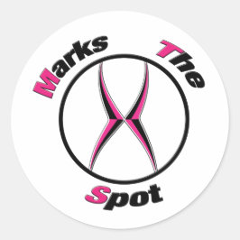 X markeert de plaats ronde sticker