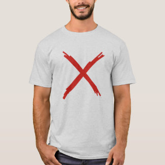 X markeert de plaats t-shirt