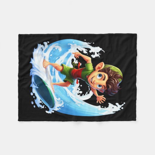 X-mas Christmas Elf Riding Surfboard Surfboard  Fleece Deken (Voorkant (Horizontaal))