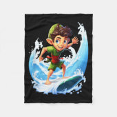 X-mas Christmas Elf Riding Surfboard Surfboard  Fleece Deken (Voorkant)