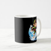 X-mas Christmas Elf Riding Surfboard Surfboard  Koffiemok (Voorkant rechts)