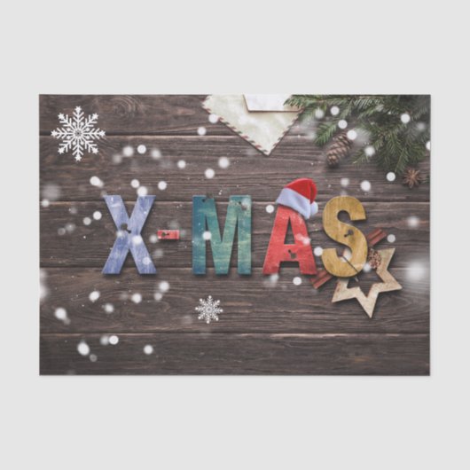 X-Mas kleurrijke letters Tissuepapier (Voorkant)