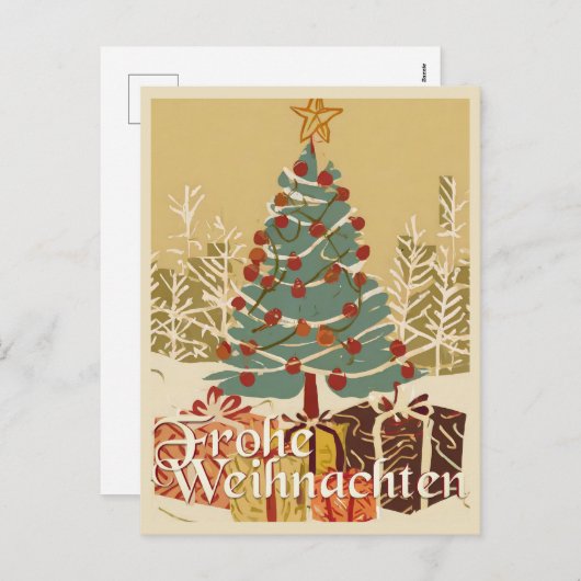 X-Mas Motiv, mit Geschenken unterm Weihnachtsbaum Feestdagenkaart (Voorkant / Achterkant)