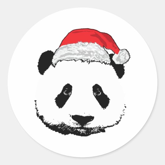 X-Mas panda Ronde Sticker (Voorkant)