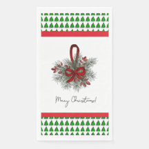 X-Mas Pine & Rood lint met boomgrens