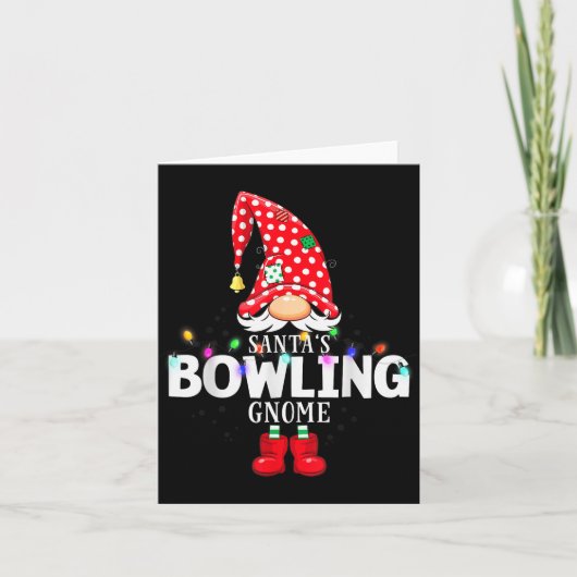 X-mas Santa's Bowling Gnome Christmas Matching  Kaart (Voorkant)
