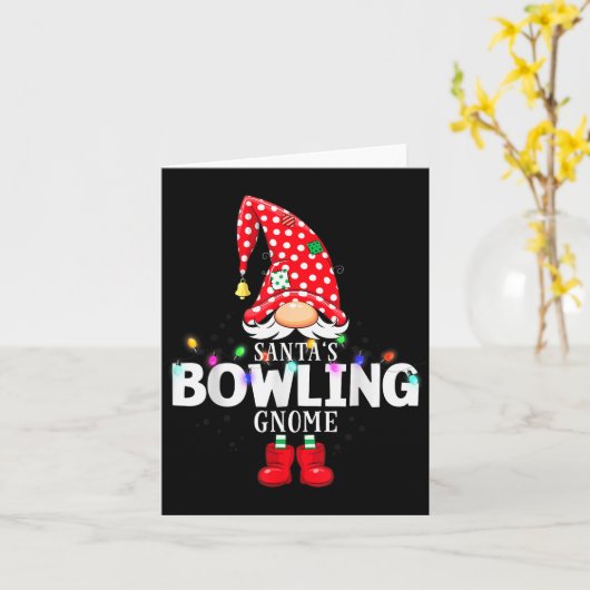 X-mas Santa's Bowling Gnome Christmas Matching  Kaart (Gele Bloem)