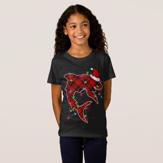 X-Mas Shark Ocean Zee Fish-kerstlampjes Whale T-shirt (Voorkant volledig)