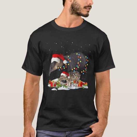 X Mas Tapir Kerstverlichting Grappige Wilde Dier D T-shirt (Voorkant)