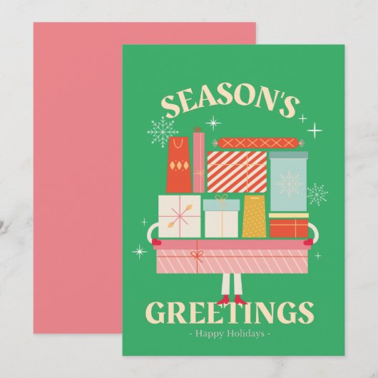 X-mas - Verraapbare weergave van cadeaudozen Kaart (Voorkant / Achterkant)