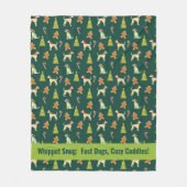 X mas Whippet Wonderland met aangepaste tekst Fleece Deken (Voorkant)