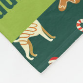 X mas Whippet Wonderland met aangepaste tekst Fleece Deken (Hoek)