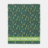 X mas Whippet Wonderland met aangepaste tekst Fleece Deken (Voorkant)