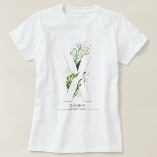 X Monogram Gold Greenery leveert Elegant T-shirt (Design voorkant)