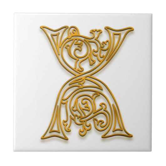 X Monogram "Irish Gold"-keramische Tegel Tegeltje (Voorkant)
