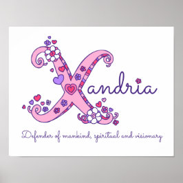 X monogram kunst Xandria meisjes naam poster