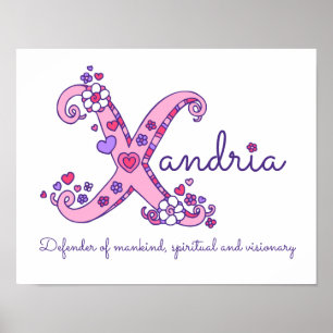 X monogram kunst Xandria meisjes naam poster