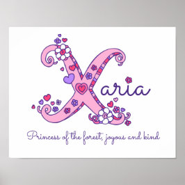 X monogram kunst Xaria meisjes naam poster