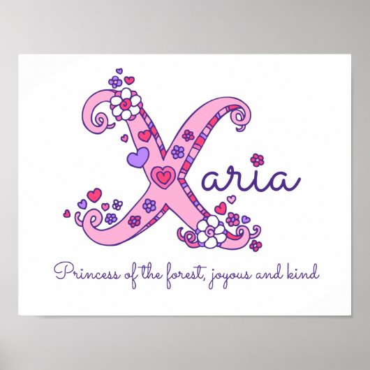 X monogram kunst Xaria meisjes naam poster (Voorkant)